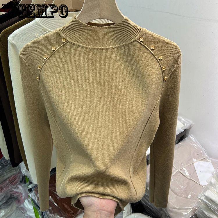 Half-high Collar Sweater Autumn and Winter Design Base Shirt Sweater for Women Fashionable Casual Loose Large Size Knitted Sweater