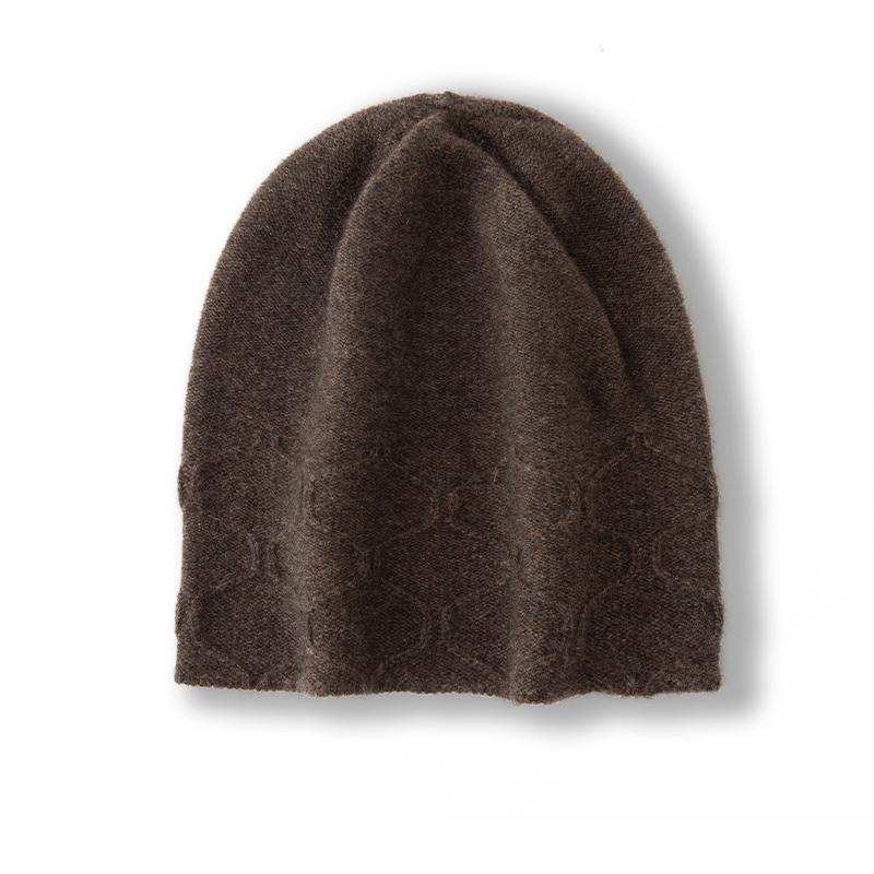 Damen 100% Reiner Kaschmir Beanie Mütze Geometrisches Strickmuster Winter Warm Weich Slouchy Skullies Mütze Kaltwetter-Accessoire