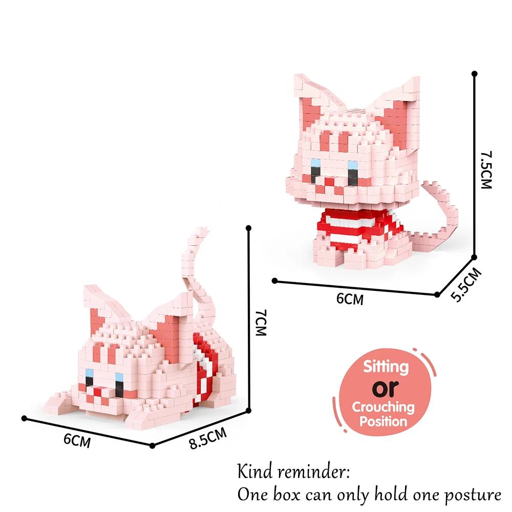

Non-Toxic Knew Built Cute Cat Micro Mini Building Blocks Toys Set: Build One Of Two Adorable Styles Multiple Colors For Endless Fun Gift in-bag
