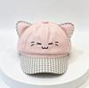 Cute Cat Ear Plaid Decorative Beret Sun Protection Retro Big Head Circumference Octagonal Hat Showing Face Small Painter Newsboy Hat