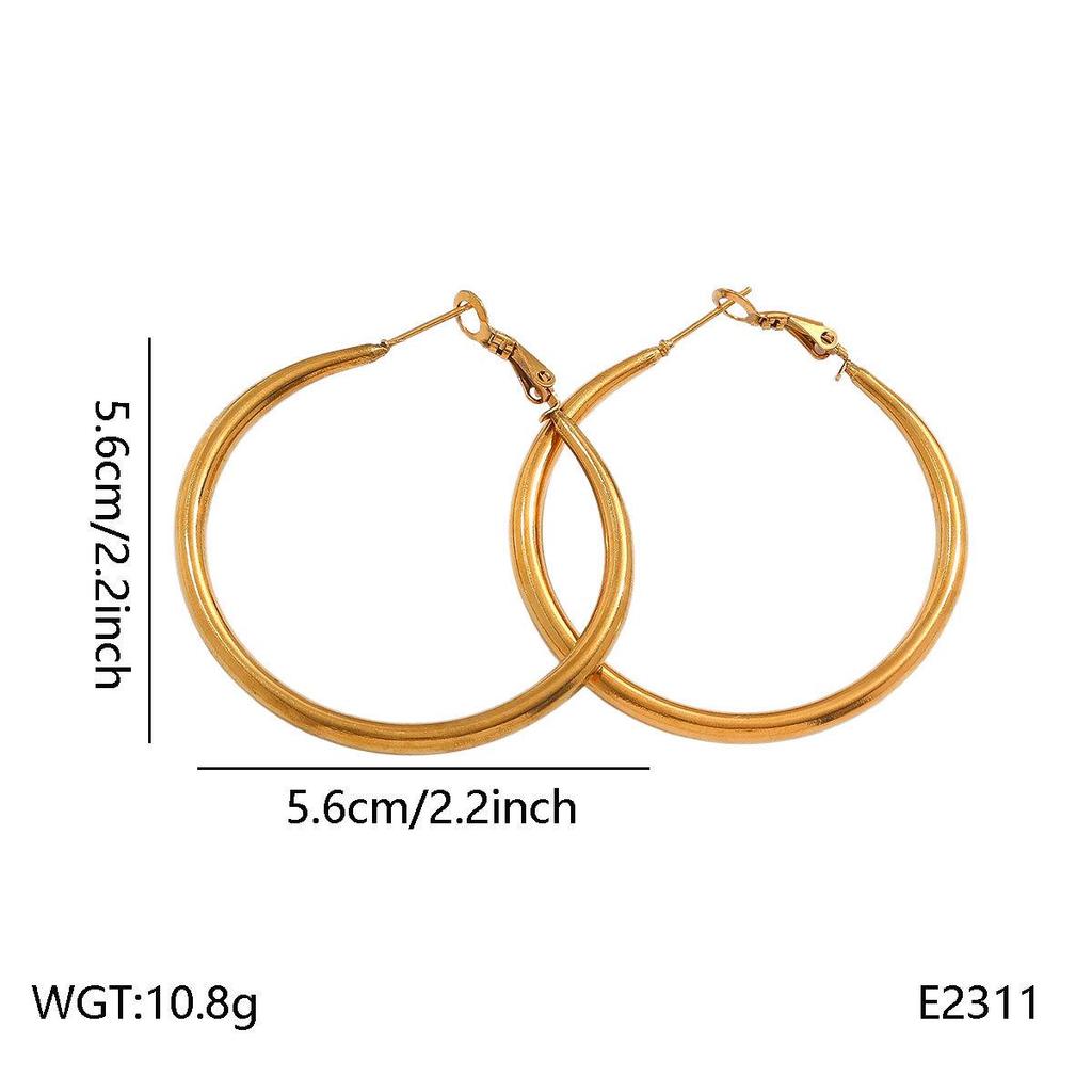 European & American Titanium Steel Large Hoop Earrings: Cool, Fashionable, Versatile Temperament