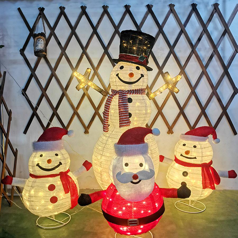 Solar Christmas Snowman and Santa String Lights for Courtyard, Villa, Garden, and Mall Holiday Decor.