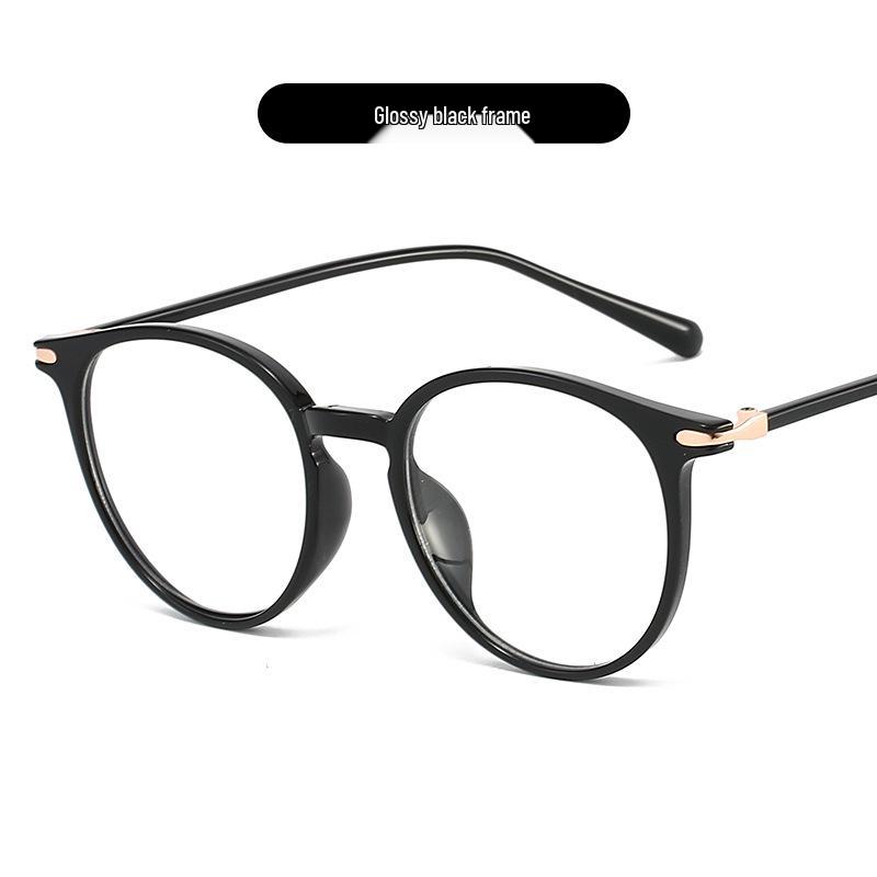 Korean Style TR90 Round Anti-Blue Light Glasses - Lightweight Retro Frame, Prescription-Compatible