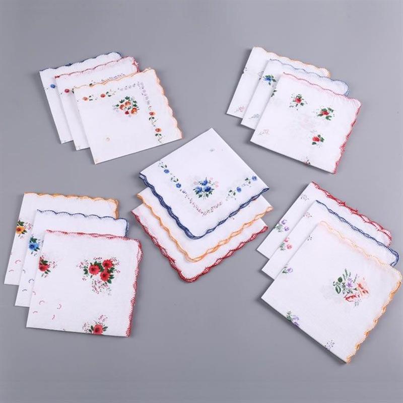 12 Paquets de Mouchoirs Imprimés en Pur Coton pour Femmes, Mouchoirs en Pur Coton, Souvenirs pour la Mariée, Sca de Pantalon à Poche Plaquée