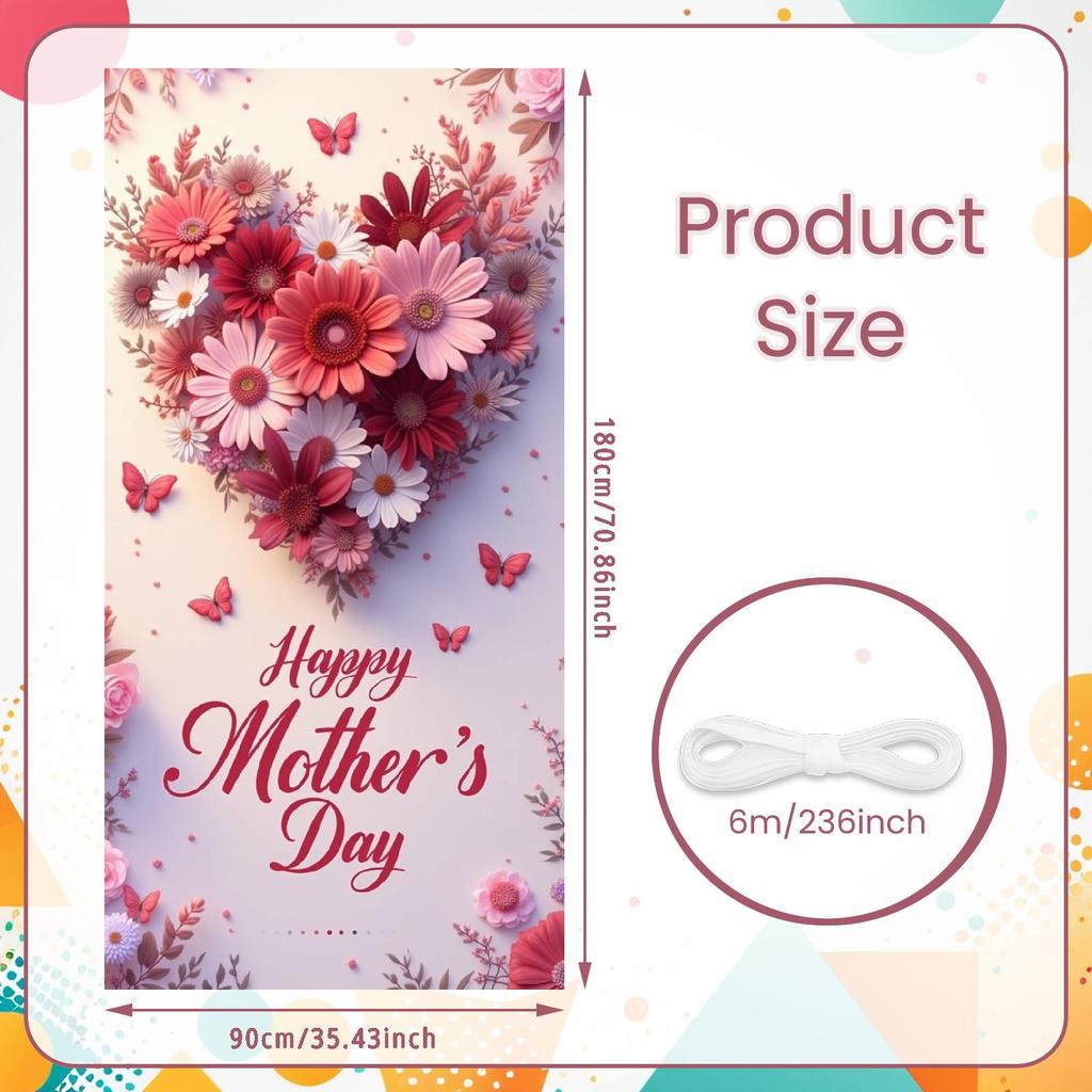 Love Mom Banner Purple Lavender Mother Honor Banner Mom Greeting Display Red Berries Happy Mother's Day Banner For Mother's