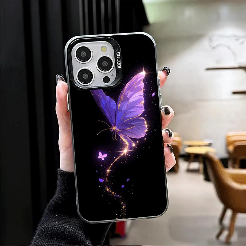 Beautiful Purple Butterfly Shockproof Phone Case for iPhone 17 Air 16 16E 15 Pro Max 14 Plus 13 Mini 12 Back Cover Anti Fall Fun