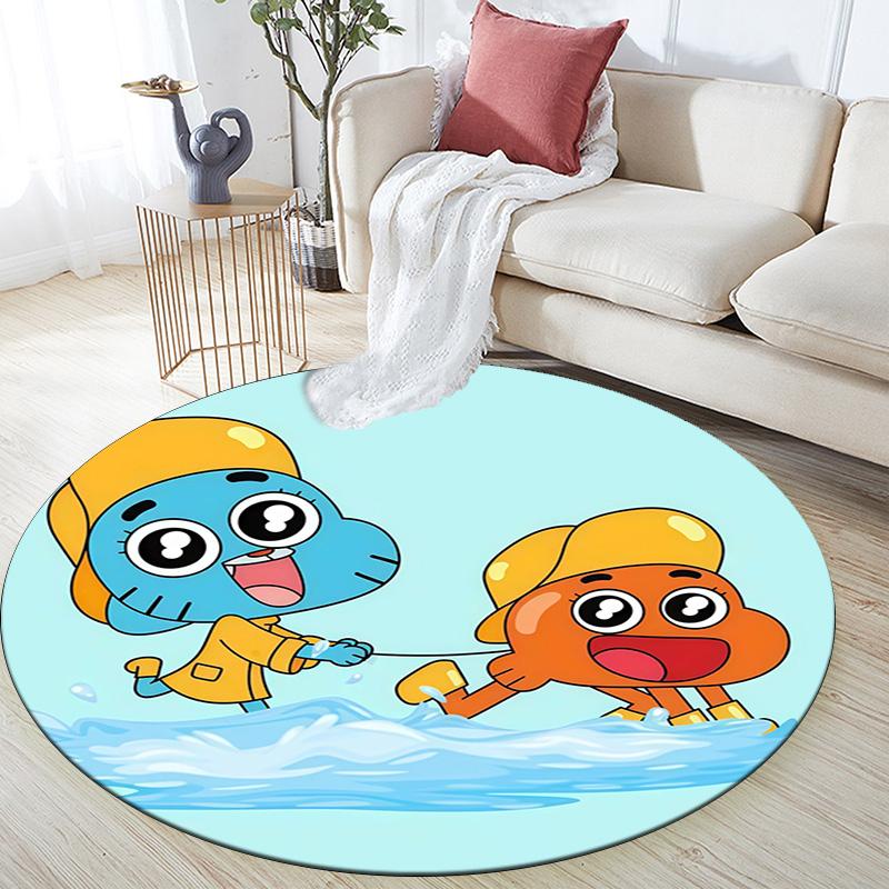 The Amazing World of Gumball2 Round Area Rug,Carpet Rug for Living Room Bedroom Sofa Playroom Decor,Non-slip Floor Mat