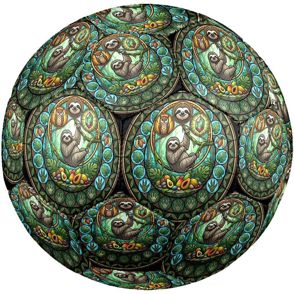 Sloth Nature Mandala Round Football Size 5 Adult Ball Suitable for Training Matches and Outdoor Team.