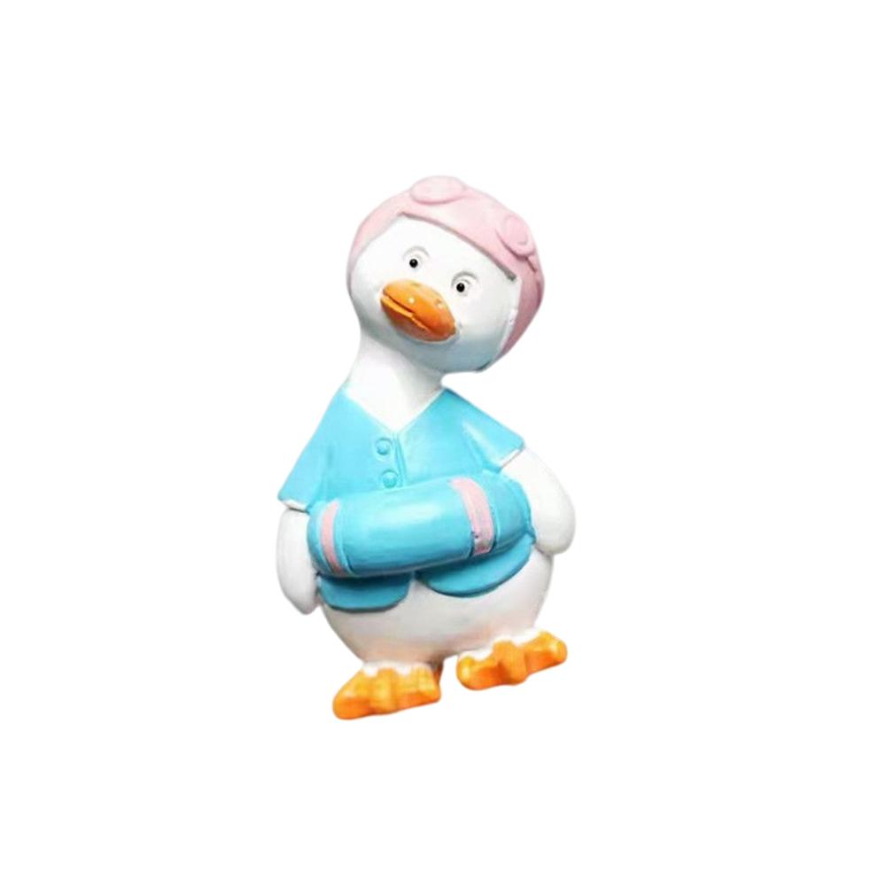 Cartoon Cute Swimming Ring Crooked Neck Duck Creative Personality 3D Resin Design Refrigerator Stickers Post-It Message Board