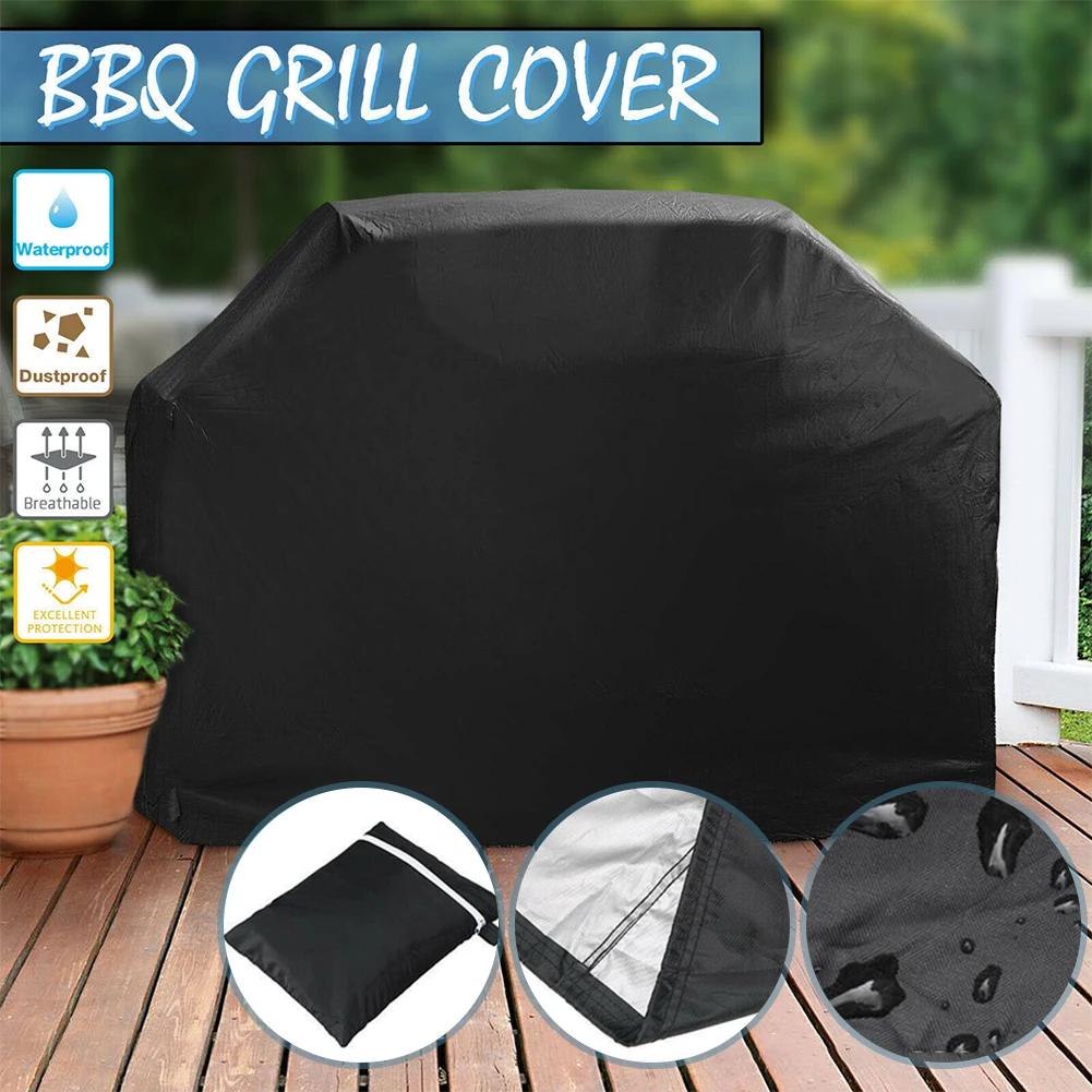 Waterproof BBQ Cover Outdoor Barbecue Cover Heavy Duty Gas Grill Cover with Hem Drawstring Barbecue Accessories
