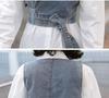 Elegant 2025 Spring/Summer Two-Piece Set: Solid Shirt + Denim Vest