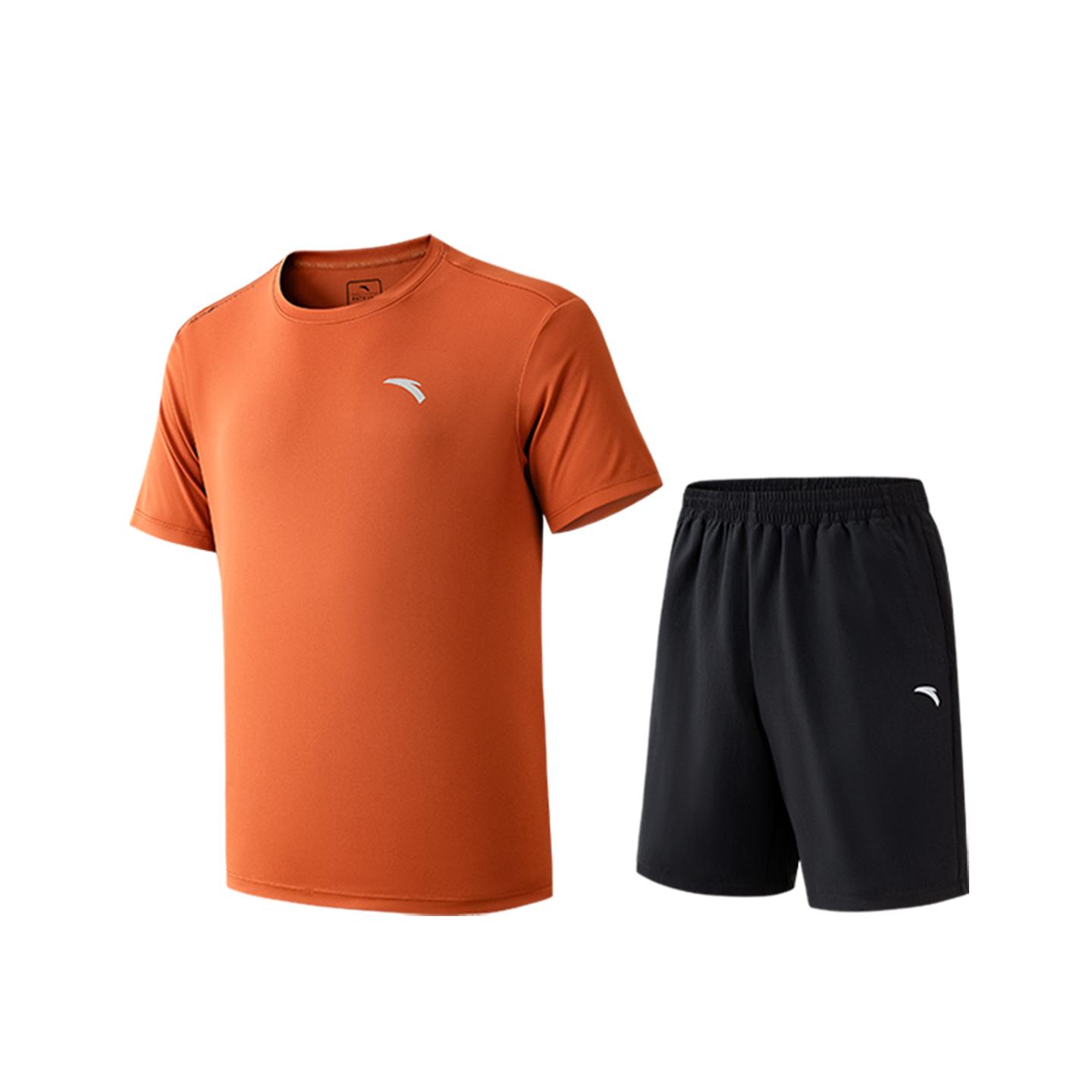 Anta Training Suit Summer Casual Sports Set Men suit Tea-Brown Orange 952627202-3 S