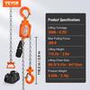 Manual Lever Chain Hoist, 1/4 Ton 550 Lbs Capacity 10 FT Come Along, G80 Galvanized Carbon Steel with Weston Double-Pawl Brake, Auto Chain Leading &