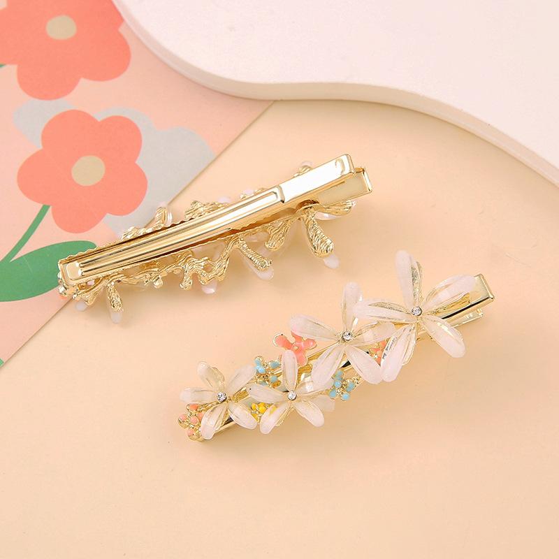 Y2K Colorful Flower Hair Clip For Women Exquisite Sweet Side Bangs Clip Trendy Casual Hair Accessories