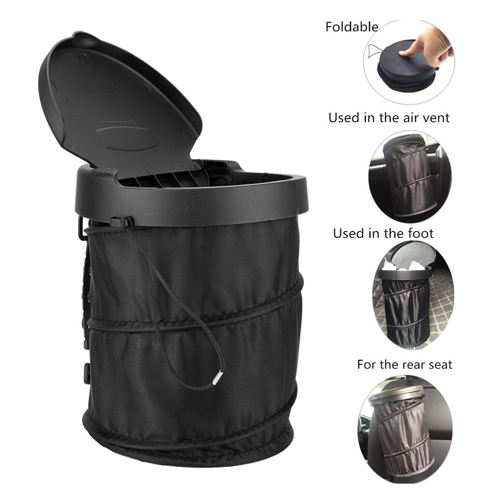 Foldable Car Trash Bin Rubbish Waste Dust Can Oxford Cloth Back Hanging Garbage Bag