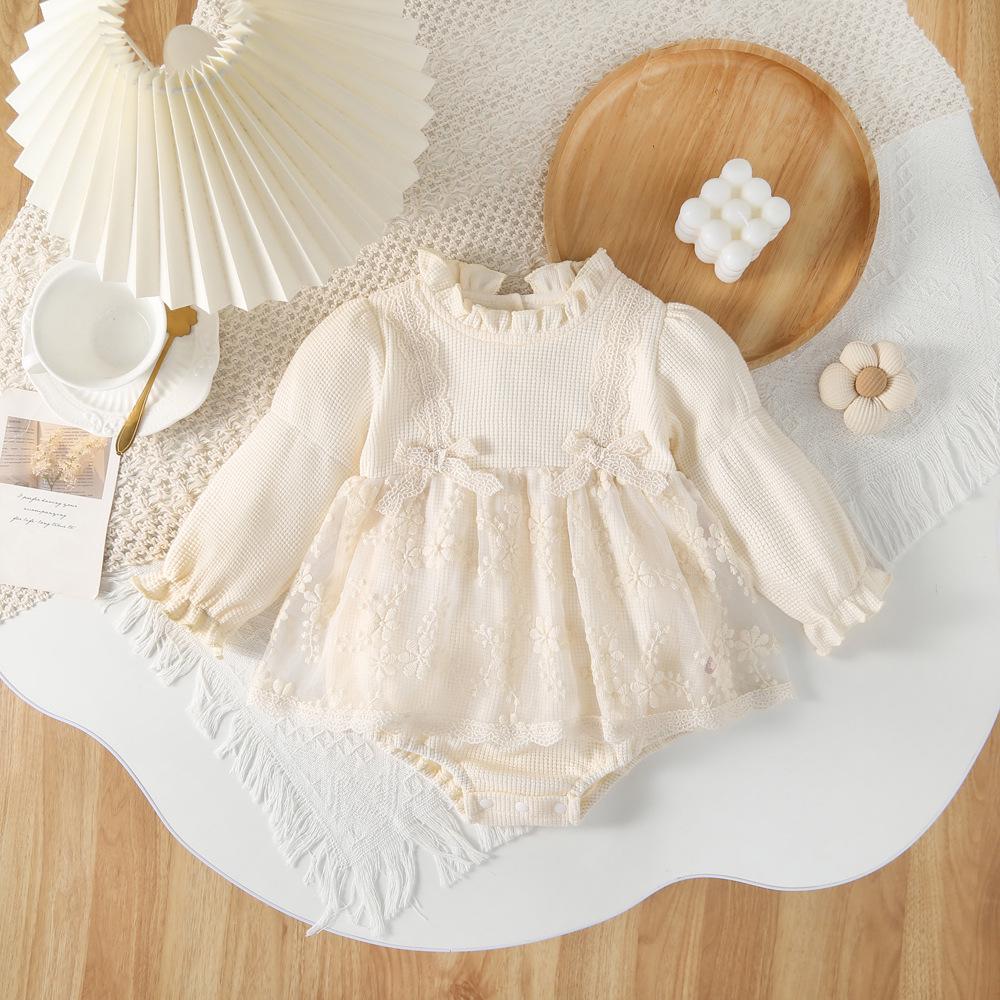 Set Abito in Pizzo e Tulle e Tutina per Neonato - Outfit Completo per il Primo Compleanno con Pantaloni Harem