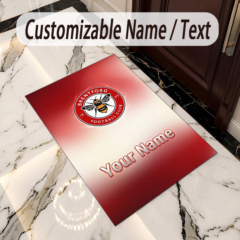 Crystal Velvet Rug Brentford Football Print Custom Name Text Floor Mat Home Decor