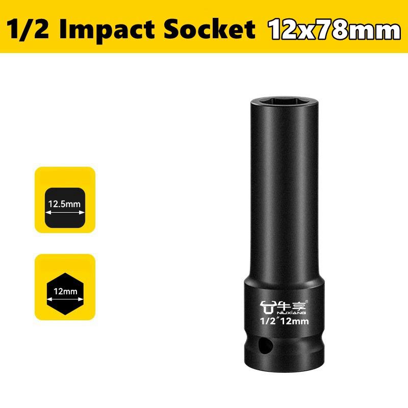 8-28mm Impact Wrench Socket Square Driver Head 1/2" Impact Socket Lengthed Adapter Wrench Head Hexagon Electrical Wrench Socket
