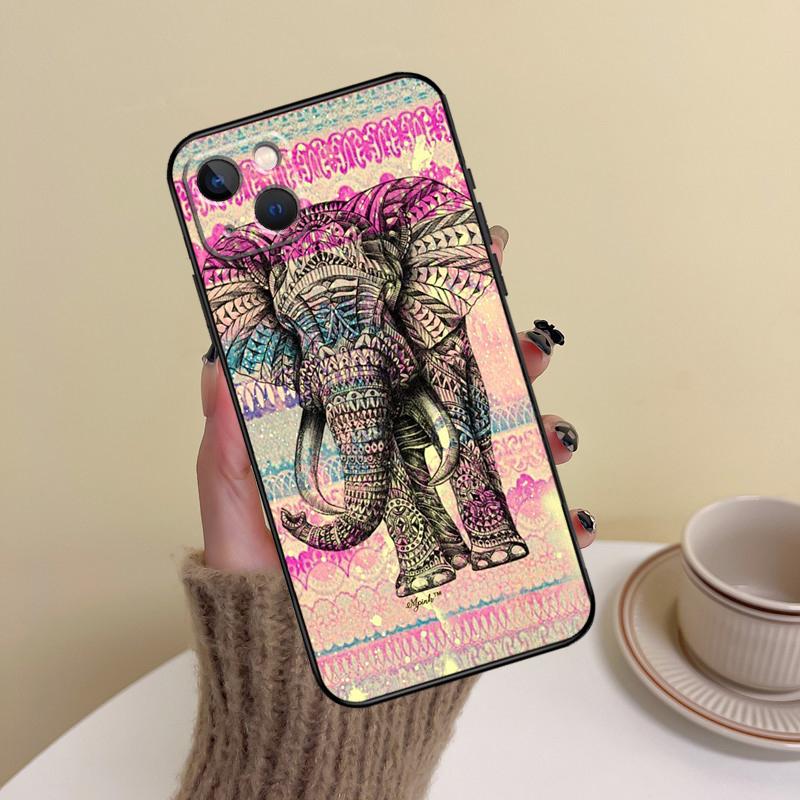 Elephant Mandala Aztec Phone Case For iPhone 17 Pro Max 14 13 12 11 15 16 Pro Max mini Plus 16e 17 Air Cover Funda