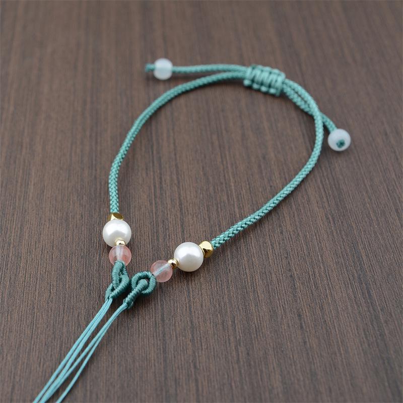 Premium Shell Pearl Bracelet DIY Kit: Handwoven Crystal, Jade, Amber, and Pearl String Accessories.