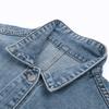 Men Summer Denim Vest Coat Lapel Sleeveless Solid Color Denim Waistcoat Single Breasted Large Pockets Design Washed Cargo Waistcoat