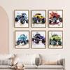 FREEBLOSS 6 Set Unframed Monster Truck Wall Art Prints 8"x10" Ink Painting Canvas Art Posters Funny Abstract Canvas Print Wall Art Paintings for Home
