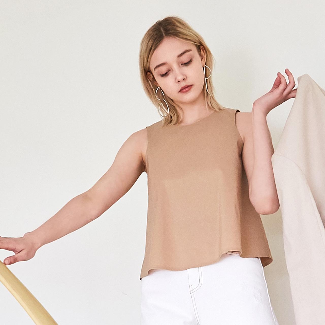 Pin Black Cotton Crop Top Beige Beige/S