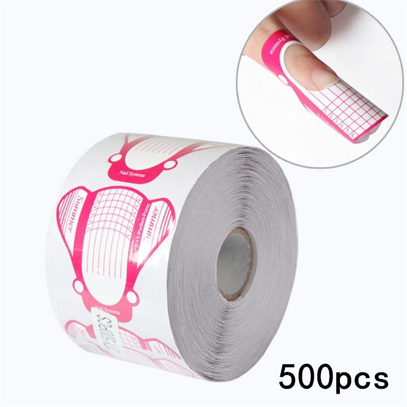 100/500PCS French Nail Form Tips Acrylic UV Gel Extension Curl Form Nail Sticker Art Guide Mold Manicure Stencil Manicure Tool