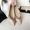 Rhinestone Pointed Flat Bottom Soft Sole Spring 2025 New Inner Height Increase Banquet Shallow Mouth Temperament Elegant Single Shoes