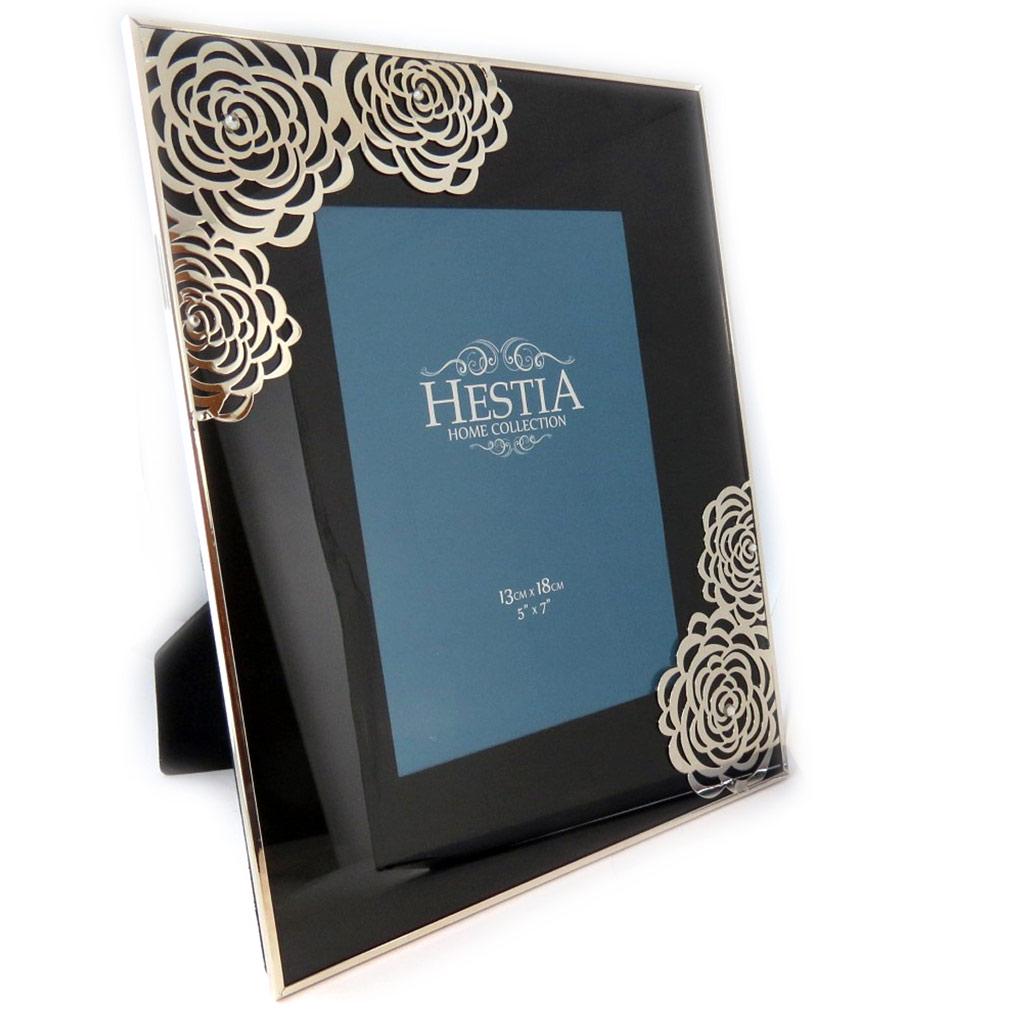 Les Trésors De Lily [L8596] - Fotorahmen 'Flora' schwarz silber (13x18 cm)