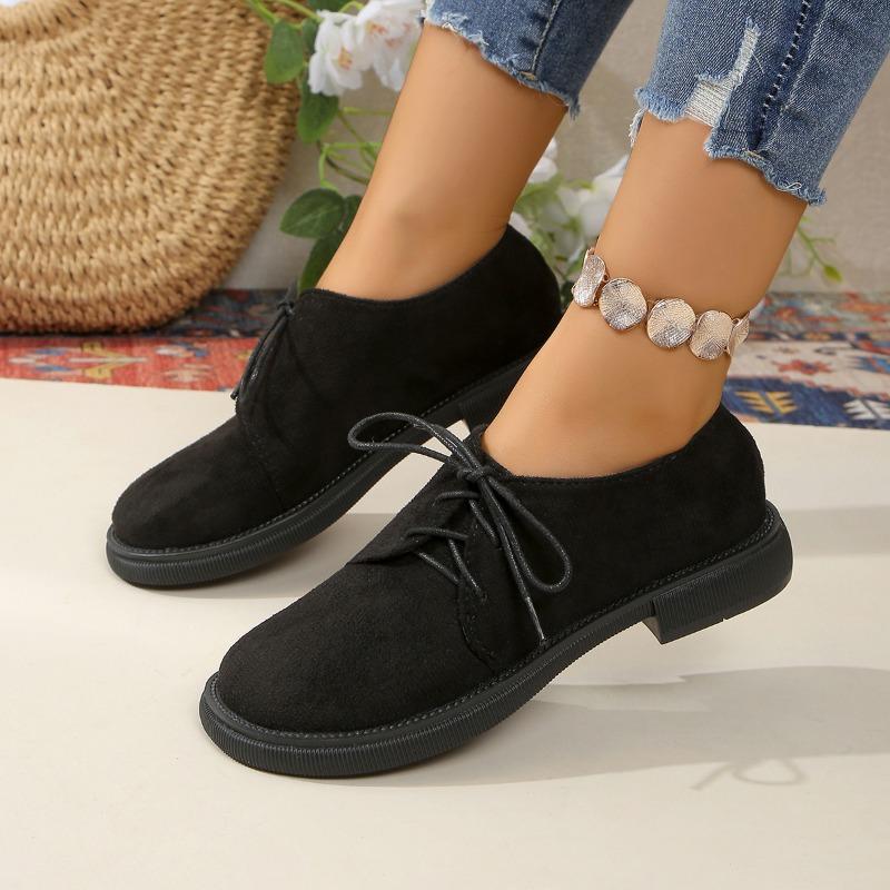

Large size platform women s spring and autumn new thick heel lace-up fashionable versatile and comfortable small leather shoes 36