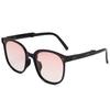 Folding Air Cushion Sunglasses Women Ebony Purple Sunglasses Big Face Glasses Gradual Change Blush