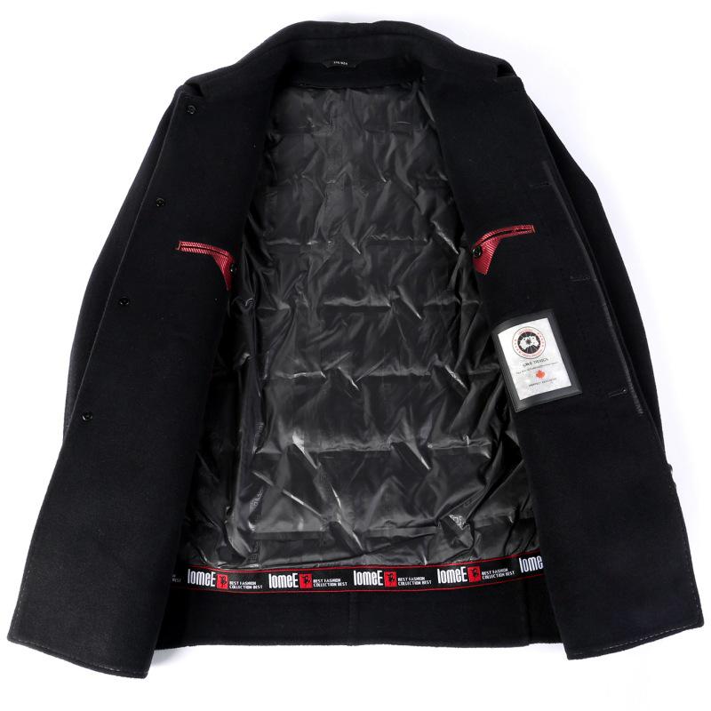 Men's Double-Sided Cashmere Winter Mid-Length Business Coat with Down Liner
