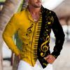 Music Piano Print Long Sleeve Shirt, Stylish Casual Men's Top