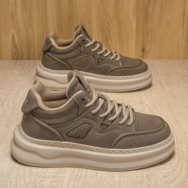 Autumn and winter new retro leather board shoes casual leather shoes heightening platform shoes 39 [standard athletic fit]