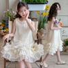 Princess style sleeveless dress 2026 new girls' summer cake skirt with ruffled edges and thin lace stitching