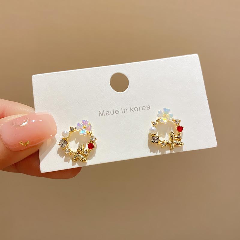 Circle Earrings Fresh Earrings Simple All-Match Petal Flower Earrings for Women