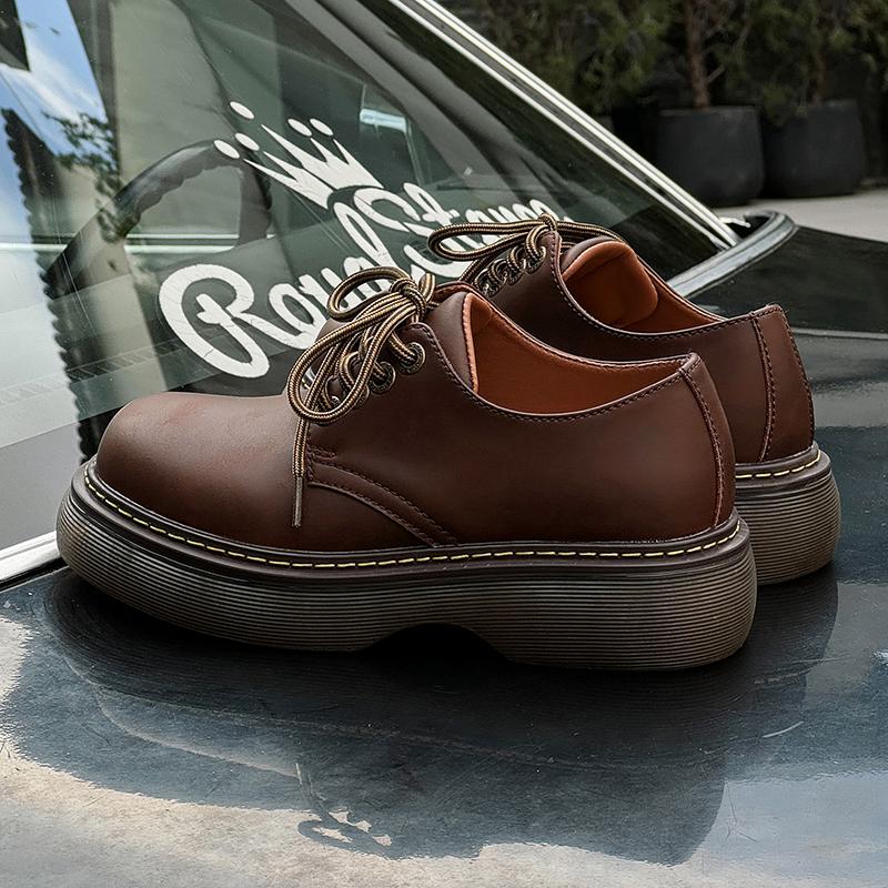 Fashion Leather Shoes For Man Platform Genuine Leather Big Size Shoes High Quality Designer Formal Platform Casual Shoes Outdoor