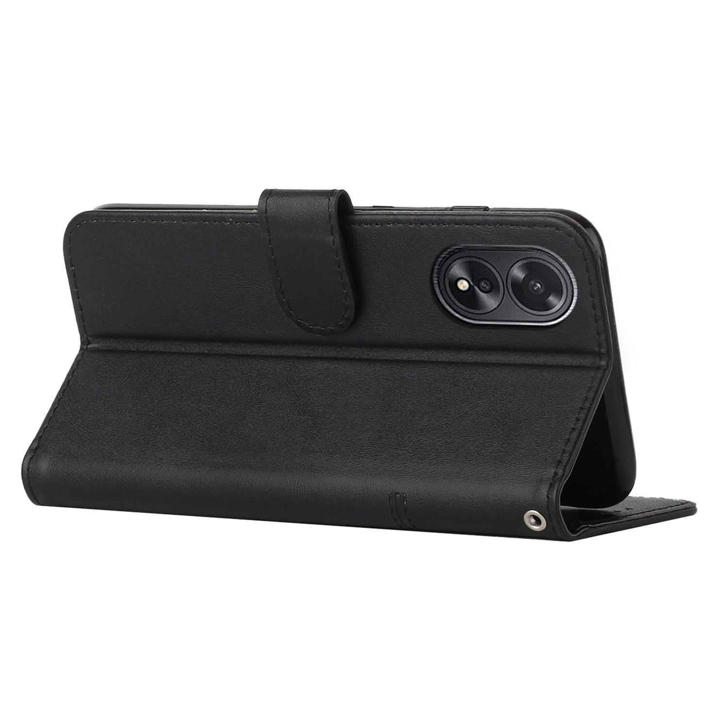 

For Oppo A38 4G/A18 4G Case Wallet Stand Calf Texture Leather Cover Black