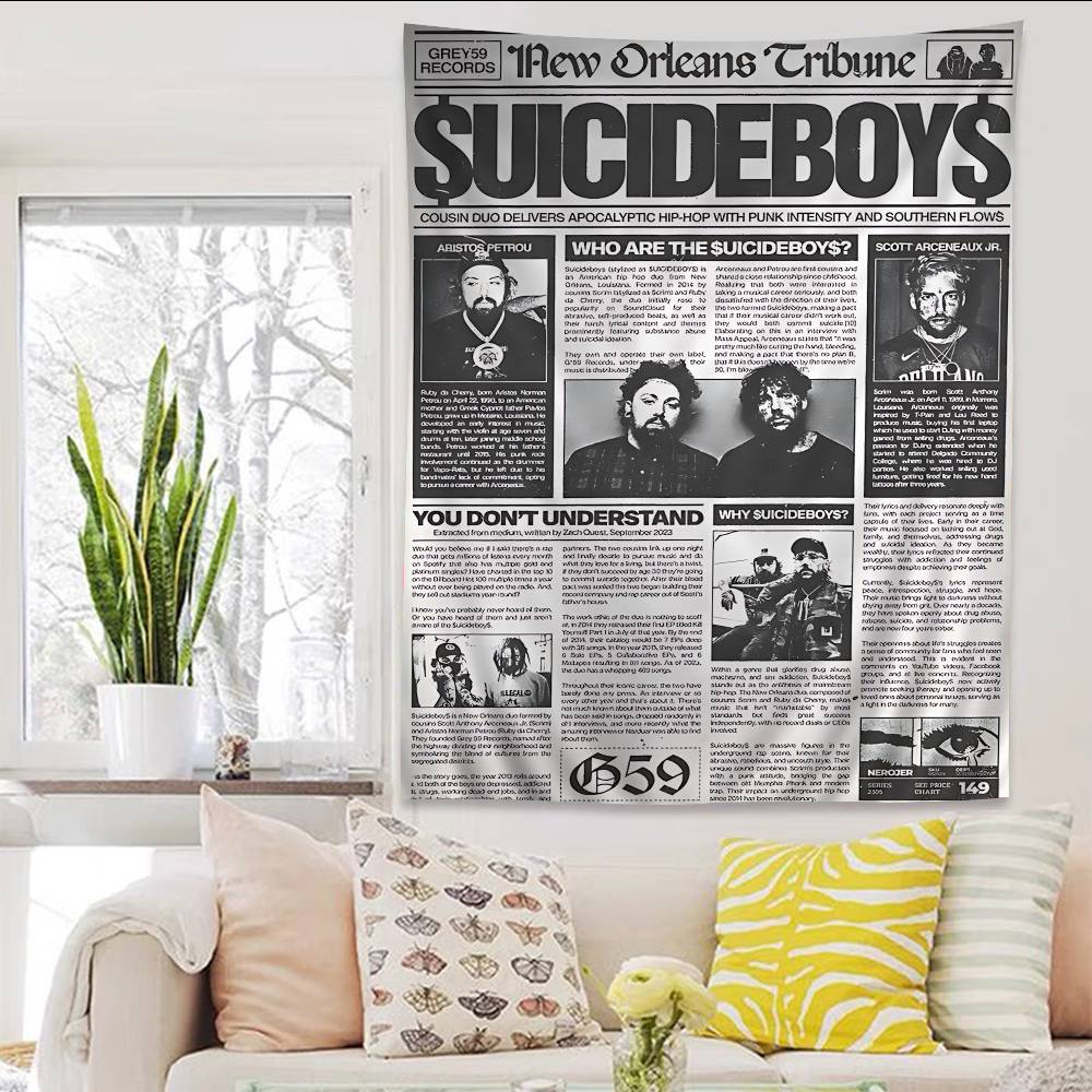 SSuicideboys G59 Cartoon Tapestry Art Science Fiction Room Home Decor Wall Hanging Home Decor