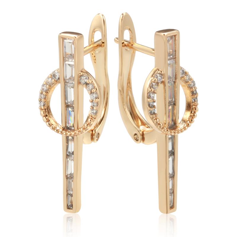 

Длинные серьги цвета розового золота для женщин и девушек, модные, геометрические, с натуральным цирконом, серьги-подвески, высокое качество, повседневные украшения