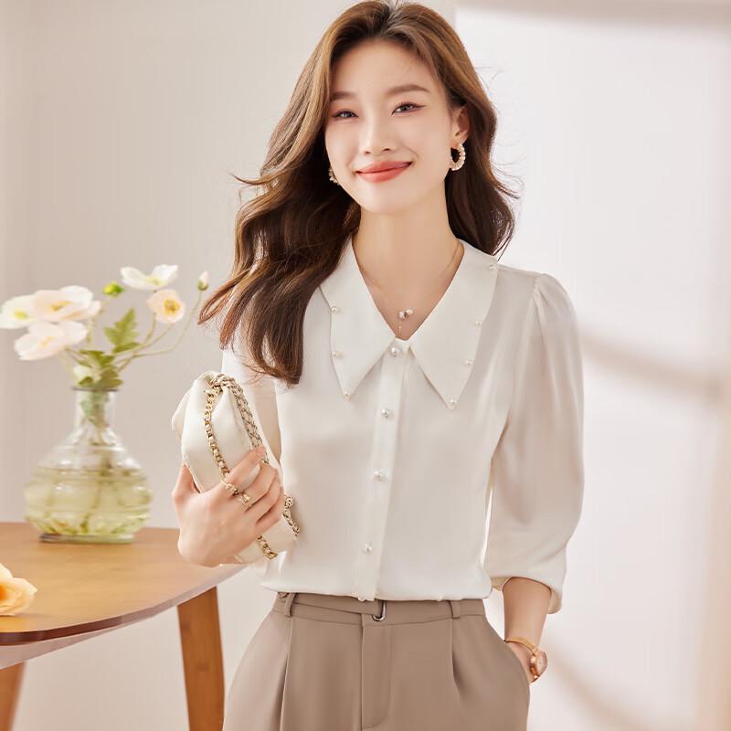 Tromen Women s Retro Design Long-Sleeve Blouse M