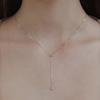 (92.5 Silver) Heart Tail Y-Line Necklace Nz2425