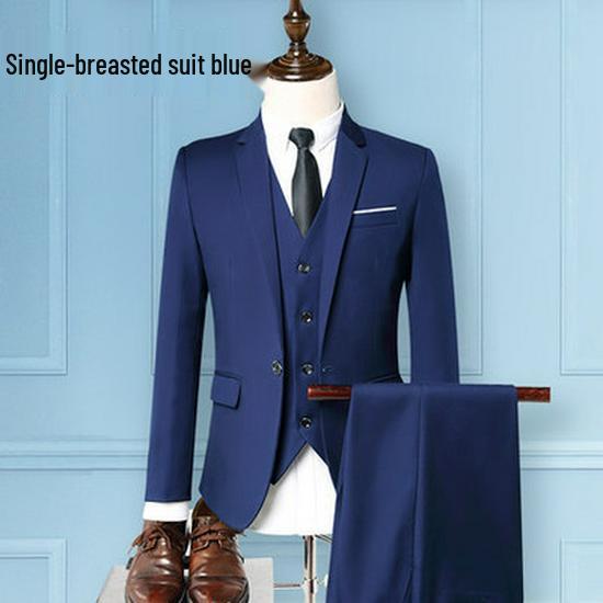 Men's Korean Style Business Suit: Three-Piece Trendy Casual Groomsmen Outfit