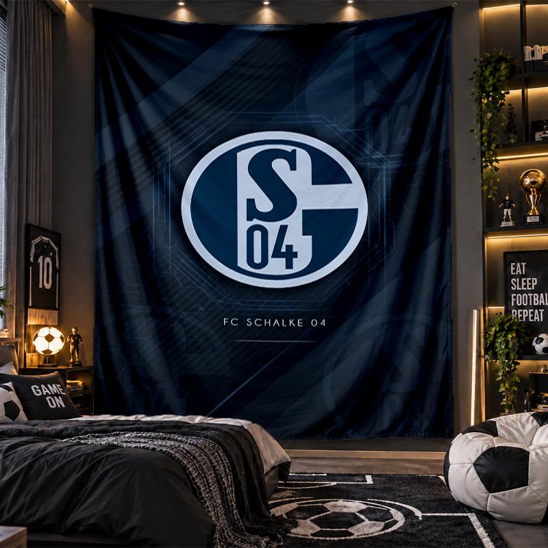 Wandbehang Wandteppich Schalke 04 Aufdruck Stoff für Wohnzimmer Schlafzimmer Heimdekoration