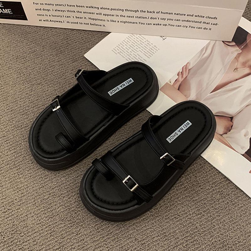 Fashion Designer Women Platform Slippers Mid Heels Sandals Summer Casual Chunky Shoes 2024 New Fad Pumps Thick Women Slides Flip-flops