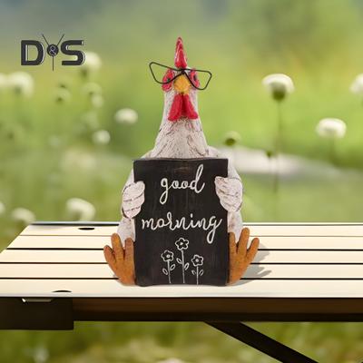 Buongiorno Pollo Figurina Resina Seduta Sdraiata Gallina Statua Scultura Casa Ufficio Scrivania Libreria Decorazione Ornamento Festival Regalo