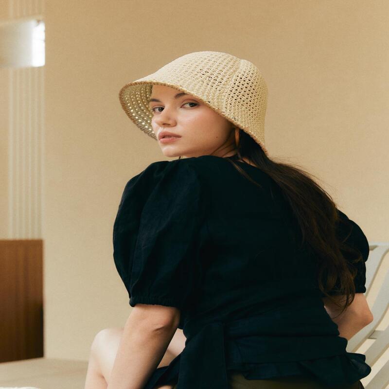 Women s Knitted Bucket Hat H010 KHAKI Khaki