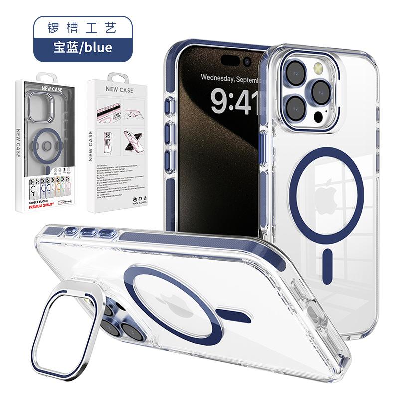 Applicable To Iphone16 Transparent Magnetic Mobile Phone Case, Apple 15pro Mobile Phone Case Lens Holder Case with Lens Film