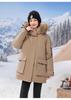 Real fur collar tooling medium and long pie overcome down cotton-padded clothes women's winter cotton-padded clothes thickened warm cotton-padded jack